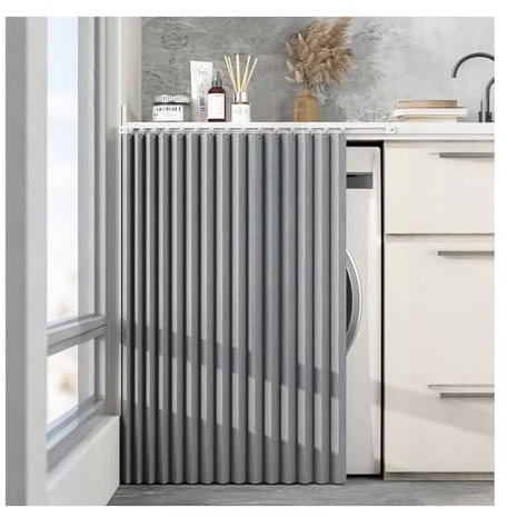 Schrankvorhänge für Küche, Kleiderschrank, Badezimmer, Staubdichter Staubdichter Vorhang für Regal, Schrankvorhang, Schrank Vorhang Zum Schieben mit Gleitschienen für Küche, Schränke, Waschmaschinen(G