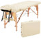 BODIOO Massageliege Mobile Massagetisch mit Holzfüßen 2 Zonen Tragebares Massagebett inkl. Kopfstütze & Armlehnen Höhenverstellbar 60cm Breit bis 250 kg Belastbar