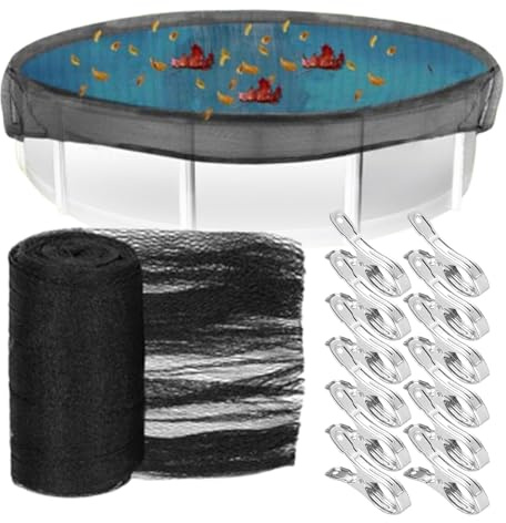 ETUCYNG Poolabdeckung, Winter-Poolschutznetz rund, Netz-Sonnenschutznetz mit 12 Clips für Gartenprofis, Gewerbe, Terrasse, Hinterhof