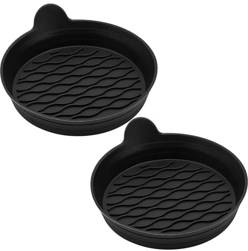 Car Cup Holder Coaster, Silicone Non Slip Car Coasters For Car Cup Holder, Vehicle Cup Recessed Mats Waterproof Spill Proof, Car Accessories Interior Drink Holder Inserts, Black, 2PCS