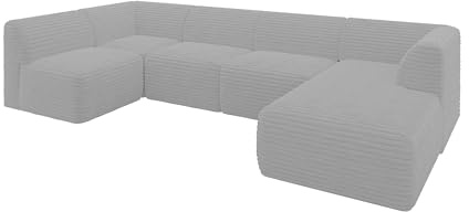 ALTDECOR Ecksofa in U-Form Corner Sofa Bett Eckcouch Couch L-Form Wohnlandschaft Cauchsofa MOVO 345x180x78 Grau