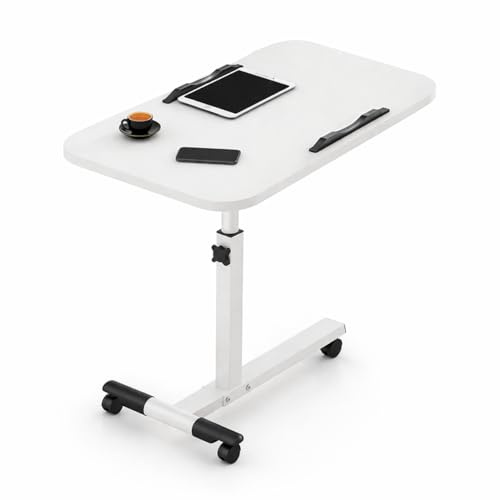 Tavolino porta laptop pieghevole da letto regolabile in altezza girevole colore bianco