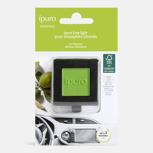 ipuro Car Line Autoduft Clip LIME LIGHT - Auto Lufterfrischer mit Litsea, Orange, Zitronengras & Vanilleblüte Duft - Autoparfum frisch spritzig & belebend - Duftclip für Auto Innenraum
