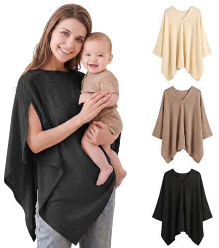 Fiohiros Copertura Allattamento per Mamma, Scialle Allattamento Traspirante, Mantella Allattamento 360° Privacy, Coperta Allattamento e Passeggino (Nero)