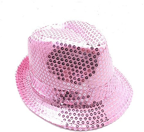 TrendandStylez Pailleten Hut Glitzer Kappe Sylvester Karneval Party 11 Farben (Rosa)