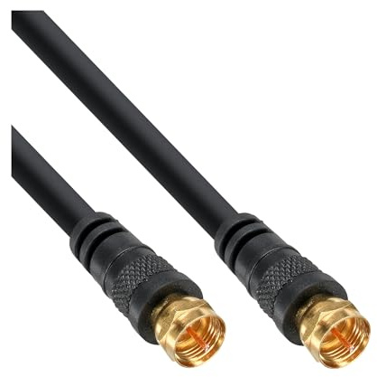 InLine 69310P SAT-Anschlusskabel, 2x geschirmt, 2x F-Stecker, >85dB, schwarz, 10m