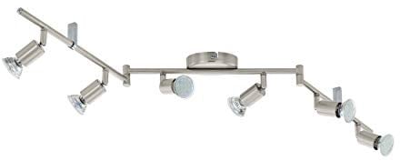 EGLO LED Deckenleuchte Buzz-LED, 6 flammige Deckenlampe, Deckenstrahler aus Metall in Nickel-Matt, Wohnzimmerlampe, Küchenlampe, Spots inkl. GU10 Leuchtmittel, warmweiß, L 105 cm