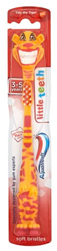 Aquafresh Little Teeth Zahnbürste für Kinder, Kinder von 3–5 Jahren, weiche Borsten (Farben/Zeichen können variieren)