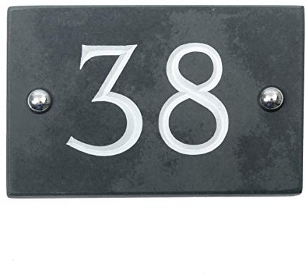 The House Nameplate Company Slate House Number, Charcoal Grey,Number 38