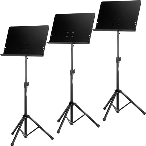 Classic Cantabile Orchesterpult Deluxe 3x Set, Rutschfeste Gummifüsse | Orchesterpult mit geschlossener Ablage, Gute Notenlesbarkeit auch bei schwierigen Lichtverhältnissen, Gewicht. 2, 8 kg