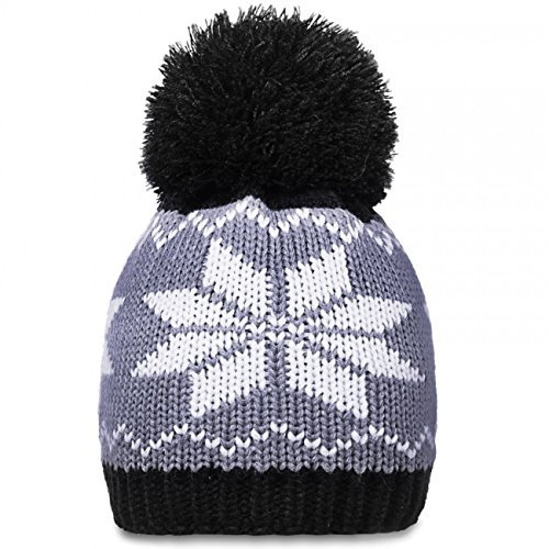 Caspar MU109 Damen Winter Strickmütze/Bommelmütze/Skimütze mit Norweger Muster und riesigem Bommel, Farbe:grau, Größe:One Size