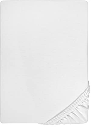 biberna Sleep & Protect Basic Feinjersey Spannbettlaken 90x200-100x200 cm weiß | 50% Baumwolle, 50% Polyester | Kochfest bis 95 Grad und Rundumgummizug | Oeko-TEX Zertifiziert | Modell 0077145