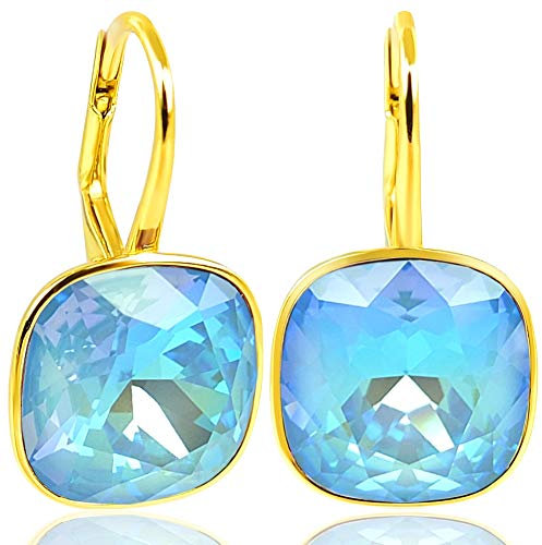 NOBEL SCHMUCK Ohrringe Gold Ocean Delite Marken Kristallen 925 Sterling Silber