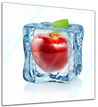 Bilderdepot24 Glasbild - Eiswürfel Roter Apfel - 20x20 cm - Deko Glas - Wandbild aus Glas - Bild auf Glas - moderne Bilderdepot24 Glasbilder - Glasfoto - Echtglas