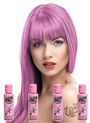 4 x Crazy Color Semi Permanent Hair Colour Dyes by Renbow 100ml Marshmallow 64