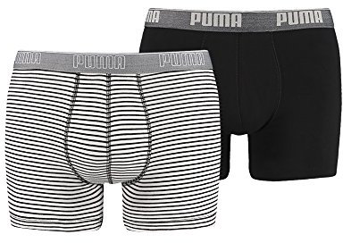 PUMA Herren Stripe 0204 Boxer 2P Unterhose, Black/White, XL