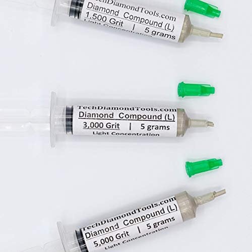 TechDiamondTools Diamant-Polierpaste Set mit 3 Spritzen x 5 g (L), Polierpaste für Knüpfmasse, Größen 1500, 3000, 5000, Mesh – mit Licht (10%) Konzentration von Diamantpulvern