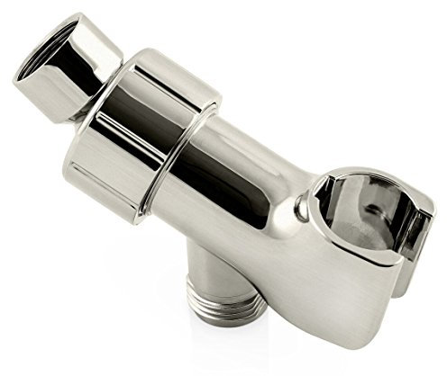 ShowerMaxx | Shower Head Holder in Brushed Nickel Finish | Mount for Handheld Showerheads | Arm Bracket with Swivel Ball Connector | Adjustable Universal 1/2 in Male Female Shower Heads Wall Mount