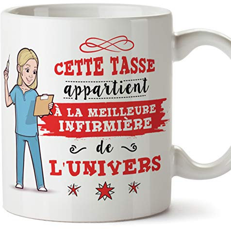 Mugffins Infirmière Tasses Originales de café et Petit-déjeuner à Donner Travailleurs Professionnels - Cette Tasse Appartient à la Meilleure Infirmière de l'univers - Céramique 350 ML