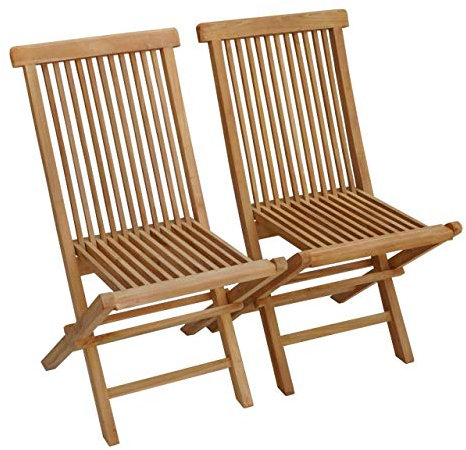 Teako Design 2 Stück Klappstühle Alessandria Teak Massivholz Gartenstühle, Terassenstühle