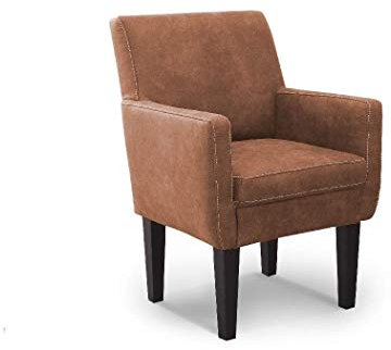 CAVADORE Diningsessel Malm / Polstersessel für Küche oder Esszimmer in Lederoptik / Mit Kontrastnaht / Passend zur Küchengarnitur Malm / 66 x 96 x 71 / Mikrofaser: cognac