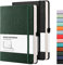 RETTACY Notebook A5 Lined Hardback 2 Pack - Thick Journal with 376 Numbered Paper,2 Free Sticky Notes Divider,100gsm Paper,8 Perforated Sheets, Pen Loop, Inner Pocket, 14.5 x 21cm (Black Green)