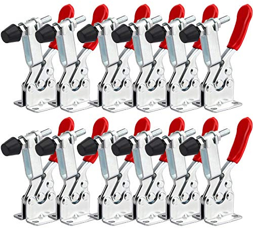 ZOENHOU 12 Pack 198 lbs 201B Toggle Clamp, Quick Release Horizontal Hand Tool Toggle Clamps, Red Holding Heavy Duty Antislip Toggle Clamp Tools