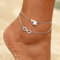 TseenYi Bracelet de cheville Boho Infinity en argent à plusieurs couches avec cœur et lettre M - Bijou de plage pour femme et fille