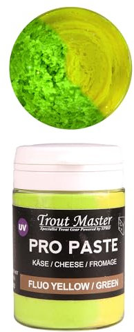 Trout Master Forellenpaste zum Forellenangeln 60g Pro Paste Teig, Farbe/Aroma:Fluoro Yellow-Green/Käse