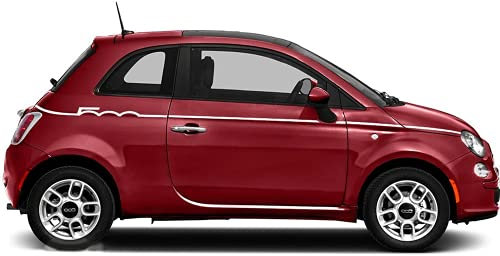 Generico Strisce Scritta Ricambio Compatibile con Fiat. 500, Tagliata Adesivi Stickers Fiancate Auto LOLLOMOTO (Grigio Scuro Opaco)