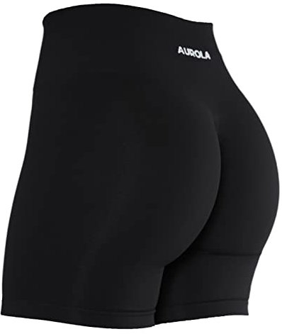 AUROLA Damen Athletic Shorts Hohe Taille Laufshorts Sportlich Kurz Gym Elastische Workout Shorts, schwarz, Klein