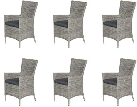 Garden Impressions 6 x Aluminium Polyrattan Sessel Costa, inklusive Auflage