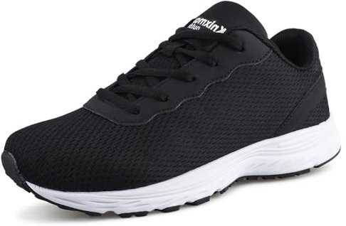 Knixmax Outdoor Herren Damen Extra Weit Laufschuhe Walking Schuhe Breite Turnschuhe Leichte und Atmungsaktive Trainer Bequeme Fitnessschuhe Schwarz EU38