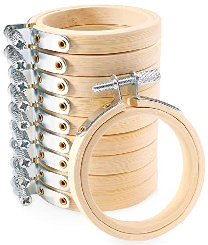 Caydo 10 Stück 5,6 cm Mini-Stickrahmen, verstellbarer Kreis, Kreuzstich-Ringe für Stickerei, Kunsthandwerk, handliches Nähen und Heimdekoration