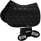 Eskadron Set Schabracke Glossy Wave (ohne Kordel) schwarz & Startnummern Set-Quick, Größe:Dressur Warmblut (DL)
