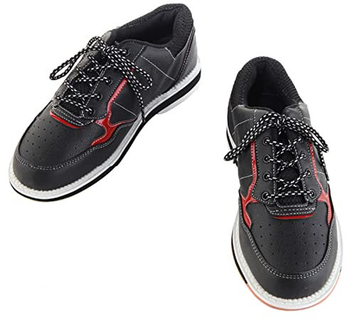 SDEQA Men's Lawn Bowls Shoes Lightweight Leather Bowling Trainers Breathable Comfortable Non-Slip,Black,8.5 UK