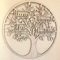 Arbre de vie décoration murale famille bois personnalisé (4 prénoms, Brut)