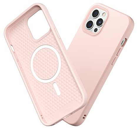 RhinoShield Coque Compatible avec [iPhone 12 Pro Max] | SolidSuit Compatible avec Magsafe - Coque Fine avec Technologie d'absorption des Chocs et Finition Premium Matte - Rose Poudré