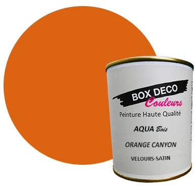 Peinture meuble bois intérieur à base d'acrylique aspect velours-satin Aqua Bois - 750 ml / 9m², Orange Canyon
