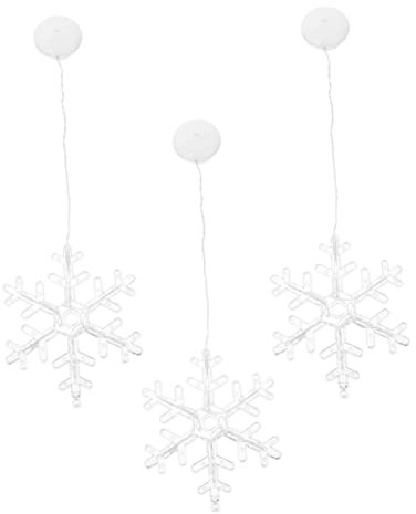OSALADI 3st Snowflake Saugnapfleuchte Weihnachtsschneeflocken-eiszapfenlichter Feenfenster-sauglicht Weihnachtslicht Schneeflocke-fenster- -lichter Plastik Lichterketten Batterie