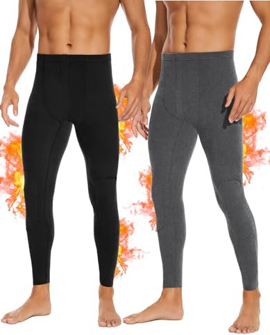 SIMIYA Lange Unterhosen Herren, Extra Warm Thermounterhose Gefütterte Unterhosen Männer Lang, Thermo Leggings Thermoleggings Winter(Schwarz x Grau,M)