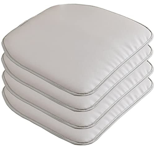 OQOPO Leder-Stuhlkissen für Esszimmerstühle,43 x 40 cm: rutschfeste Küchen-Esszimmerstuhlauflage und Sitzkissen mit Maschinenbezug,1/2/4-Set (Farbe: Grau 4,Größe: 4 Packungen)