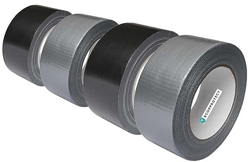 Scorprotect 4x stark klebendes und hochflexibles Gewebeklebeband 2x silbergrau 2x schwarz auf Rolle 48 mm x 50