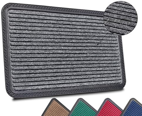 Hanse Home Fußmatte für Innen und Außen - Schmutzfangmatte rutschfest - Fussmatte Waschbar & Wetterfest, Türmatte Fußabtreter für Flur, Terrasse, Eingangsbereich - 45x75cm, Grau