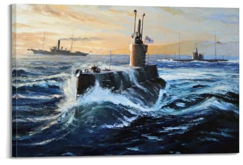 LADV WW1 Vintage Battleship Poster 1918 Kanada U-Boot Dekorative Malerei Leinwand Wandkunst Bild 60 x 90 cm
