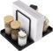 STWWO Servilletero negro, servilletero de metal con Caddy para salero y pimentero, dispensador de servilletas para mesa, accesorios de cocina, servilletas, soporte para decorar, actualización de 14 cm