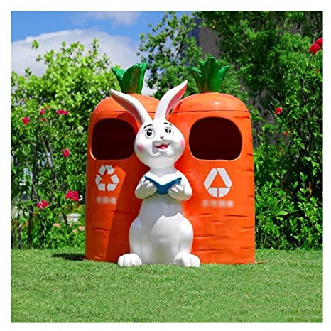 GLigeT Poubelle Poubelle extérieure créative, forme d'animal mignon, poubelle faite à la main en FRP Durable avec seau intérieur, décoration de poubelle amusante Recyclage (Color : Rabbit 1)