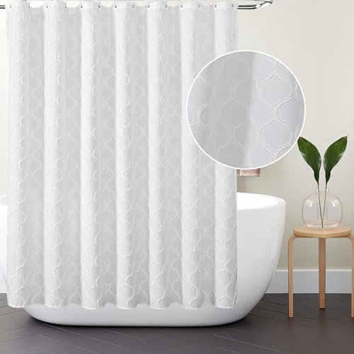 AIBIIN Duschvorhang, Bohemian-Stil, 180 x 180 cm, für Badezimmer, modernes Zuhause, Badewanne, langlebiger Stoff, Dekoration mit 12 Haken, Weiß