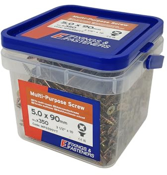 Multi-Purpose Pozi Compatible Screw CSK ST ZYP 5.0 x 90mm Tub 350