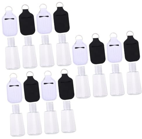 DOITOOL 12 Sets Refillable Bottle Covers Hand Bottle Holder Keychain Carriers for Lotion Soap (neoprene 3 Styles
